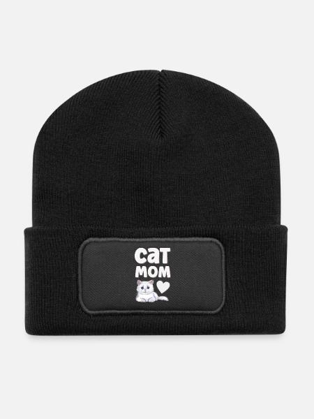 Katze Katzen - Recycelte Patch Beanie - Schwarz