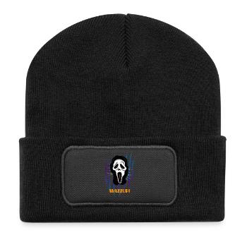Regarder des films d’horreur avec un masque d’horreur effrayant - Beanie recyclé à patch - noir - Devant