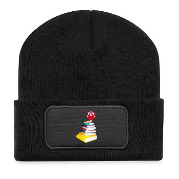 Knowledge-thirsty bookworm while reading a book - Recycled Patch Beanie - black - Front