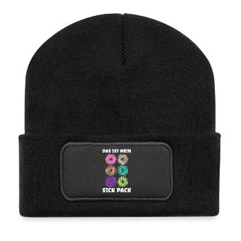 Delicious snacking donut candy statement - Recycled Patch Beanie - black - Front