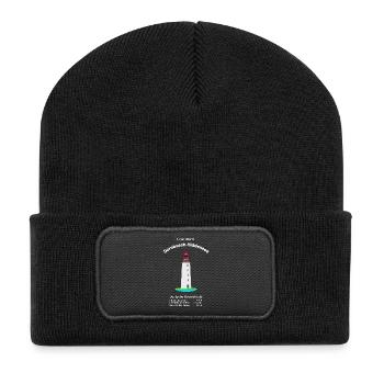 Leuchtturm Dornbusch, Insel Hiddensee, Ostseeküste - Recycelte Patch Beanie - Schwarz - Vorne