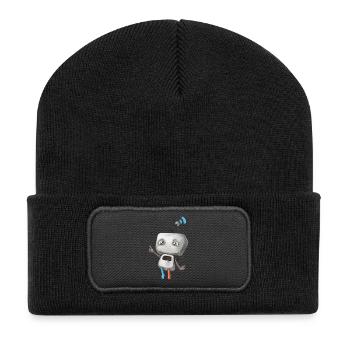 Petit robot - Beanie recyclé à patch - noir - Devant