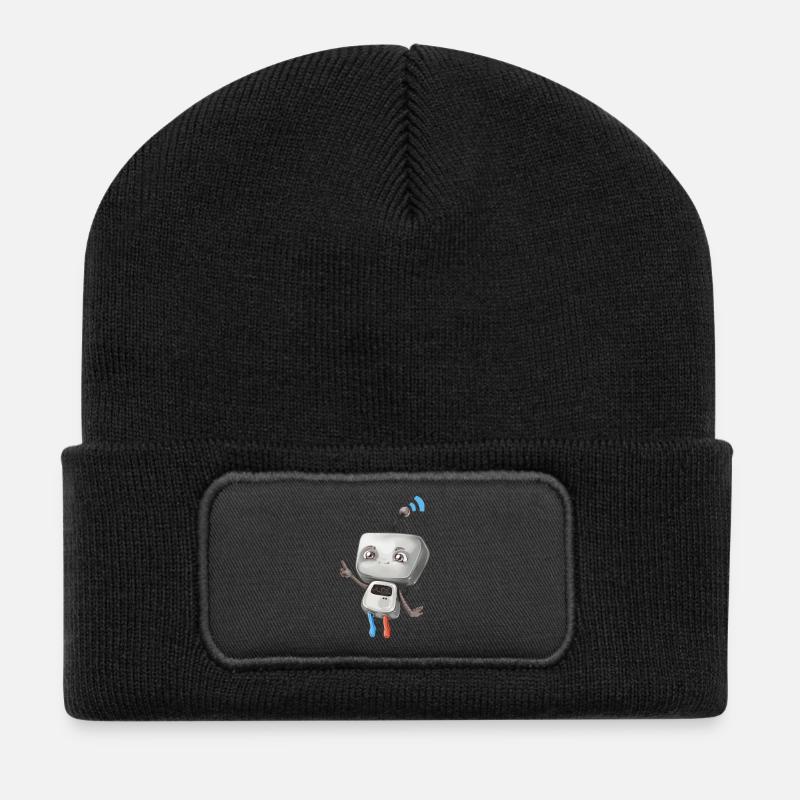 Petit robot - Beanie recyclé à patch - noir