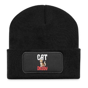 Chat Daddy: typographie robuste - Beanie recyclé à patch - noir - Devant
