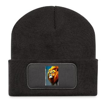 Löwen King - Recycelte Patch Beanie - Dunkelgrau - Vorne