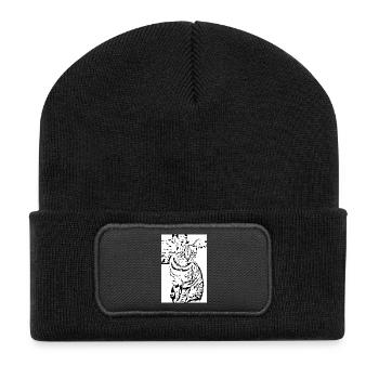 Cat black and white - Recycled Patch Beanie - black - Front