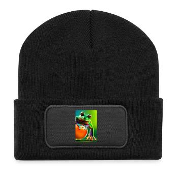 Grenouille colorée - Beanie recyclé à patch - noir - Devant