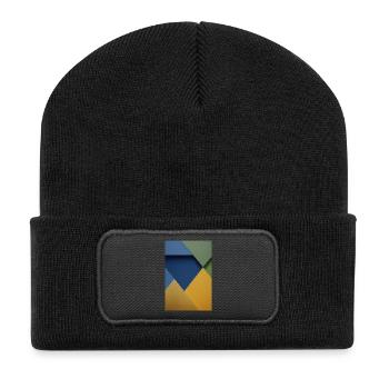 Buntes Dreieck Muster - Recycelte Patch Beanie - Schwarz - Vorne