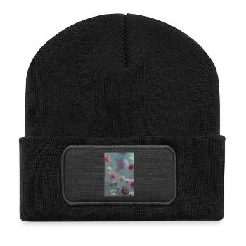 Art floral - Beanie recyclé à patch - noir - Devant