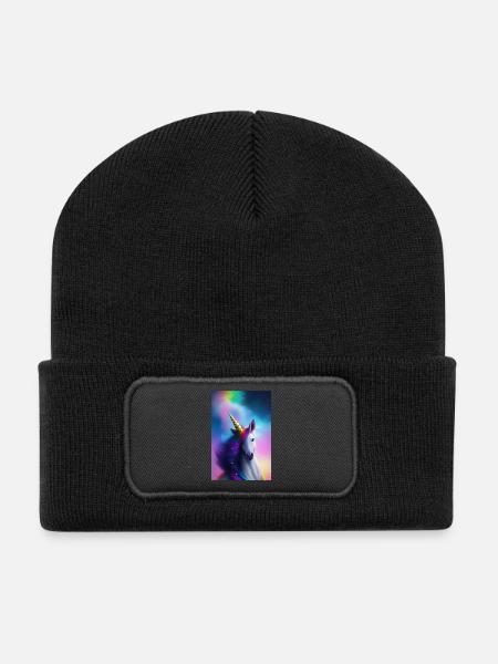 Einhorn - Recycelte Patch Beanie - Schwarz