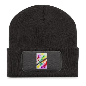 Éclaboussures de peinture - Beanie recyclé à patch - charbon - Devant
