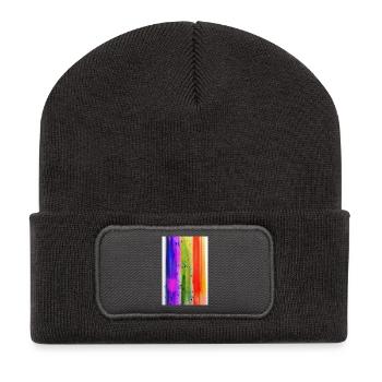 Éclaboussures de peinture - Beanie recyclé à patch - charbon - Devant