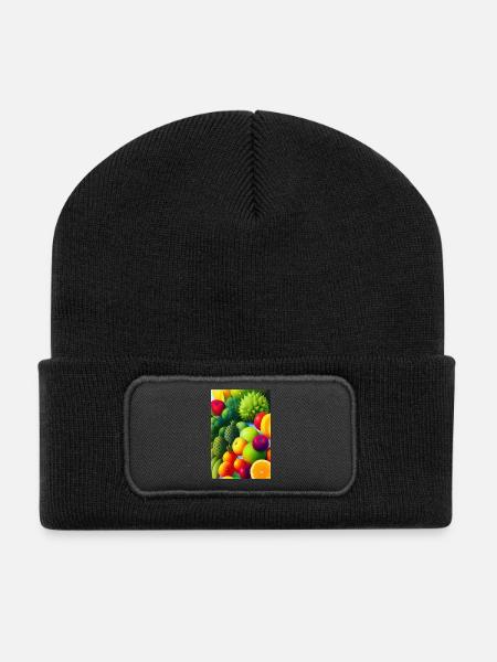 Früchte - Recycelte Patch Beanie - Schwarz