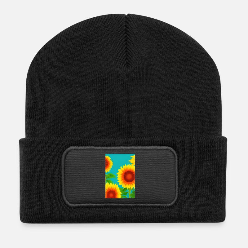 Sonnenblumen - Recycelte Patch Beanie - Schwarz