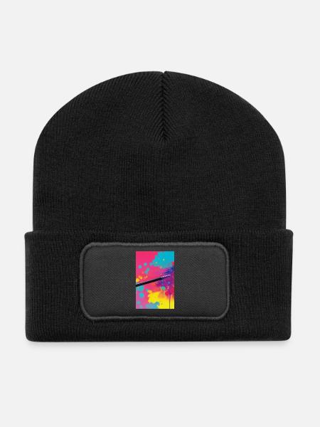 Abstrakte Kunst - Recycelte Patch Beanie - Schwarz