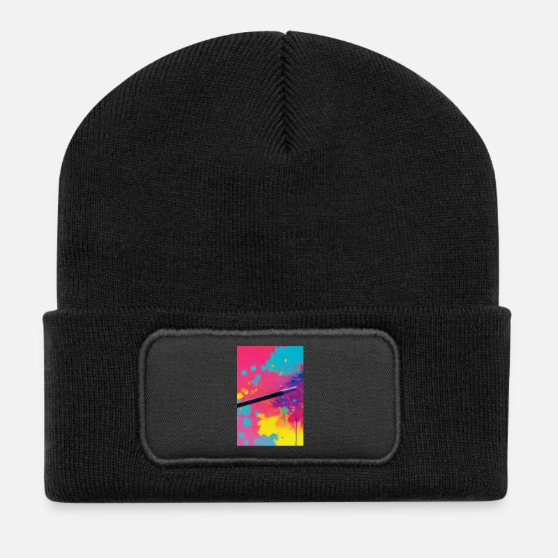 Abstrakte Kunst - Recycelte Patch Beanie - Schwarz