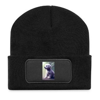 Baby Hund - Recycelte Patch Beanie - Schwarz - Vorne