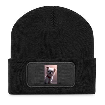 Baby Hund - Recycelte Patch Beanie - Schwarz - Vorne
