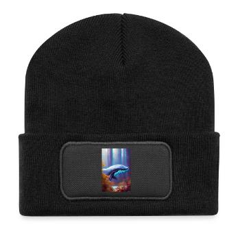 Whale in the Forest Surrealism - Recycled Patch Beanie - black - Front