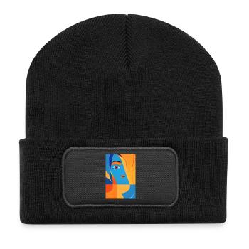 Abstrakte Kunst - Recycelte Patch Beanie - Schwarz - Vorne