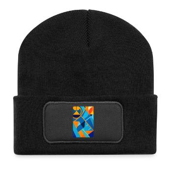 Abstrakte Kunst - Recycelte Patch Beanie - Schwarz - Vorne