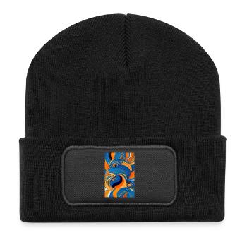 Abstrakte Kunst - Recycelte Patch Beanie - Schwarz - Vorne