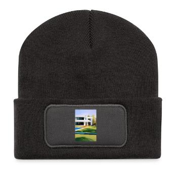 Villa blanche avec piscine - Beanie recyclé à patch - charbon - Devant