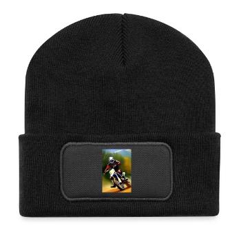 Équitation en motocross - Beanie recyclé à patch - noir - Devant