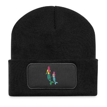 meerjungrau mutter tochter - Recycelte Patch Beanie - Schwarz - Vorne