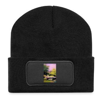 Chinesischer Zen Garten - Recycelte Patch Beanie - Schwarz - Vorne