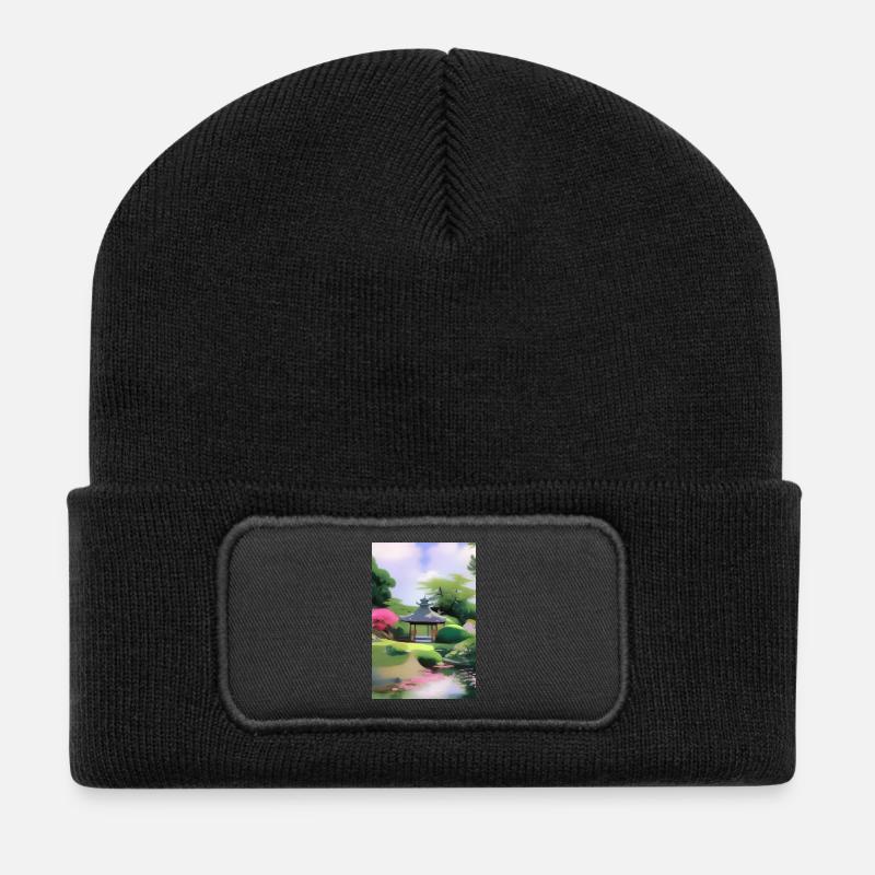 Jardin zen chinois - Beanie recyclé à patch - noir
