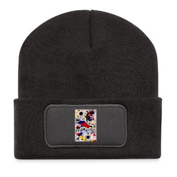 Abstrakte Kunst - Recycelte Patch Beanie - Dunkelgrau - Vorne