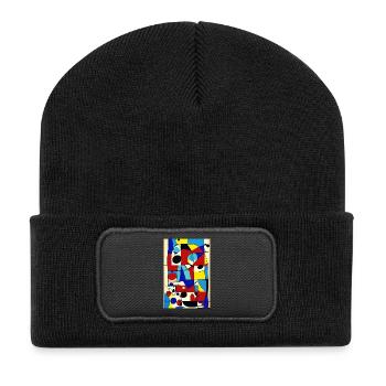 Abstrakte Kunst - Recycelte Patch Beanie - Schwarz - Vorne