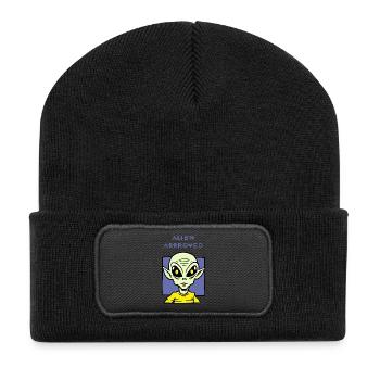 Alien Approved Yellow Eye Design - Recycled Patch Beanie - black - Front