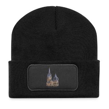 Aachen Cathedral, hand-drawn - Recycled Patch Beanie - black - Front