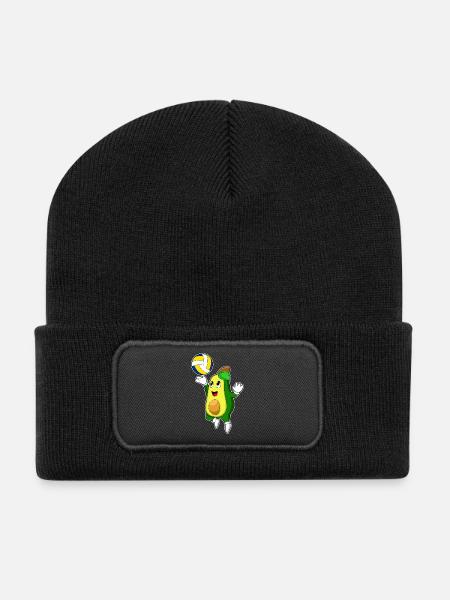 Avocado Volleyballspieler Volleyball - Recycelte Patch Beanie - Schwarz