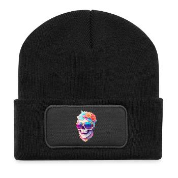 Totenkopf - Recycelte Patch Beanie - Schwarz - Vorne