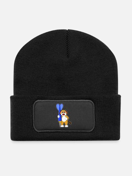 Hund Dart Dartpfeil - Recycelte Patch Beanie - Schwarz