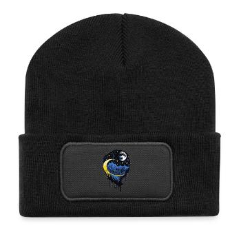 Lune et étoiles - Beanie recyclé à patch - noir - Devant