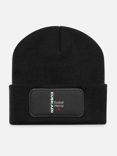 Vibrant Euskal Herria pattern design - Recycled Patch Beanie - black