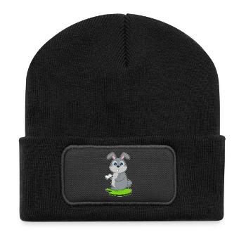 Livre de lapin - Beanie recyclé à patch - noir - Devant