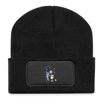 Sweet fairy is playing with cute cat - Recycled Patch Beanie - black - Front