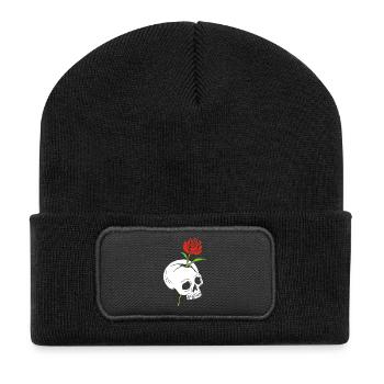 The skull and the rose - Recycled Patch Beanie - black - Front