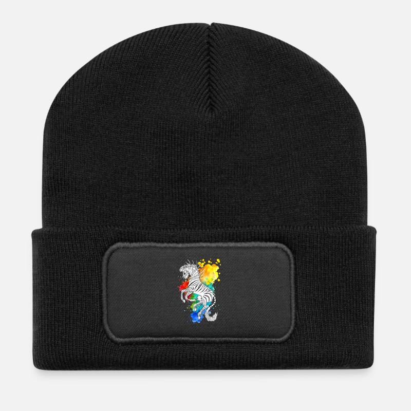 Stripes - Recycelte Patch Beanie - Schwarz