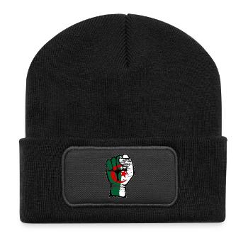 Algerien Flagge Faust Hand Symbol used - Recycelte Patch Beanie - Schwarz - Vorne