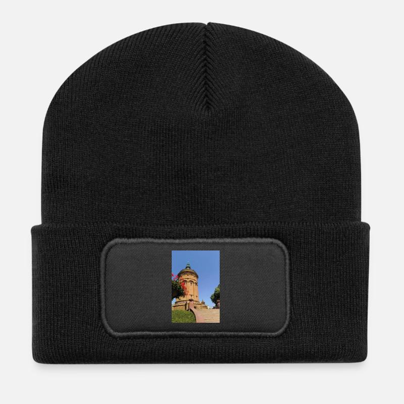 WASSERTURM MANNHEIM - Recycelte Patch Beanie - Schwarz