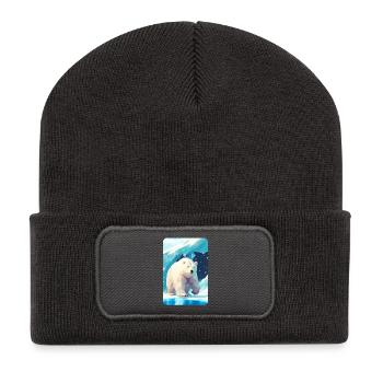 Polarbär im ewigen Eis - Recycelte Patch Beanie - Dunkelgrau - Vorne