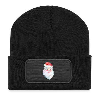 Kawaii Weihnachtsmann - Recycelte Patch Beanie - Schwarz - Vorne