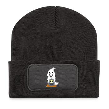 Ghost Halloween Tombstone - Recycled Patch Beanie - dark grey - Front