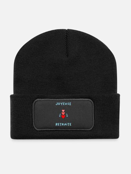 RETRAITE. BONNE RETRAITE. JOYEUSE RETRAITE. COEUR - Beanie recyclé à patch - noir